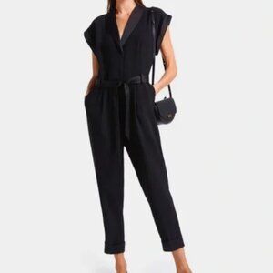 FRAME Satin Trim Tuxedo Jumpsuit